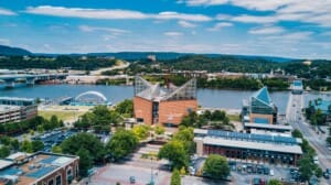 Families visiting Chattanooga enjoy a trip to the local aquarium.